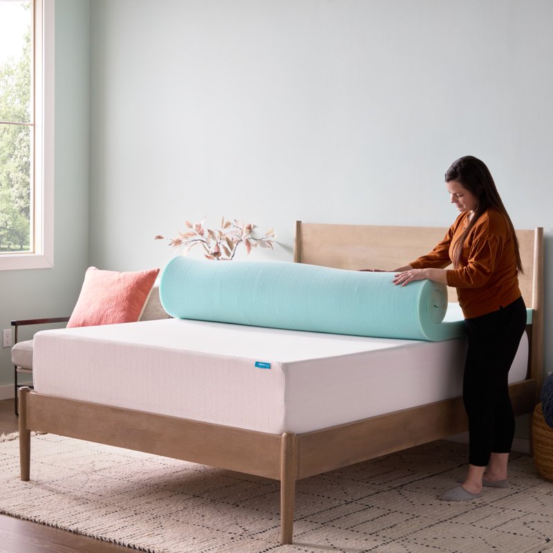 Linenspa 3-Inch Cooling Gel & Green Tea Memory Foam Mattress Topper - Full, Plush