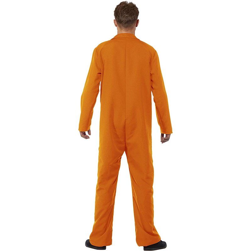 Adult Orange Prisoner Jumpsuit Costume XL Halloween Jail Inmate Cosplay