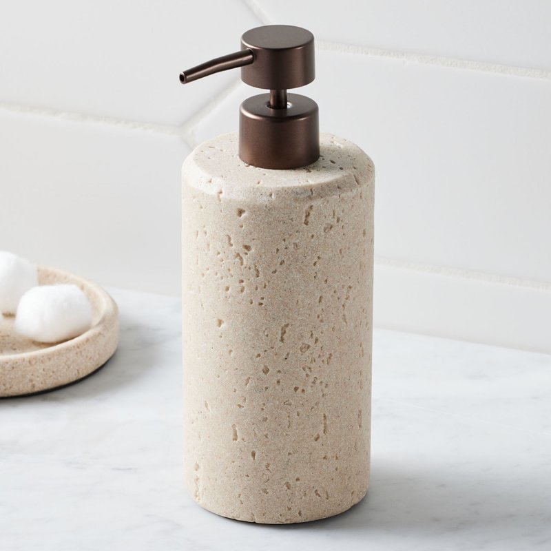 3 Pack Faux Stone Soap Dispensers - 14 oz Bathroom & Kitchen Decor