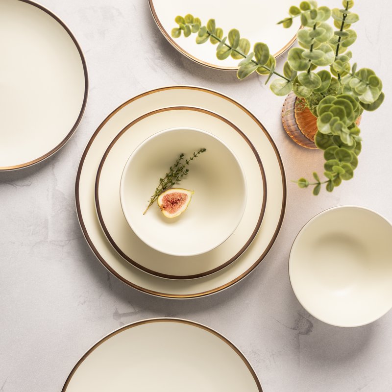 12-Piece Ceramic Dinnerware Set - Off-White, 3 Pack