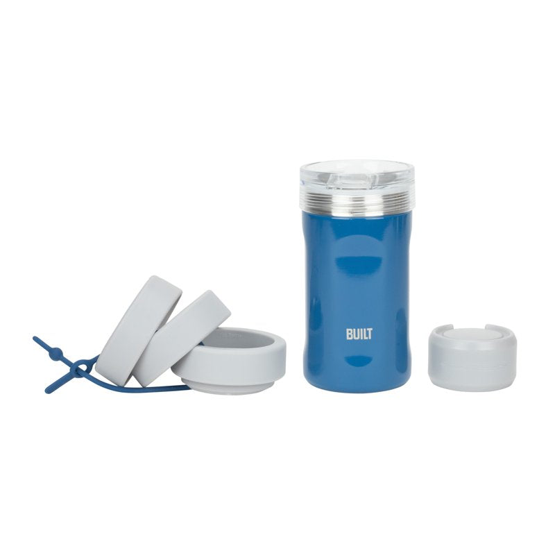 5-in-1 Insulated Stainless Steel Can Cooler Set - Blue