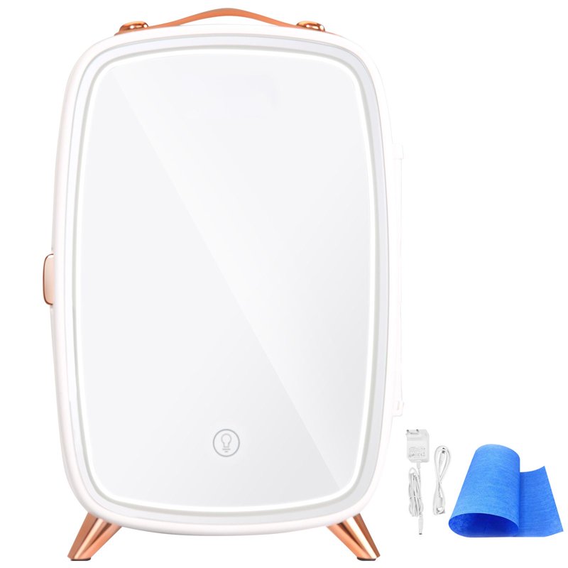6L Mini Fridge with HD Makeup Mirror & LED Lights - Quiet Portable Cooler