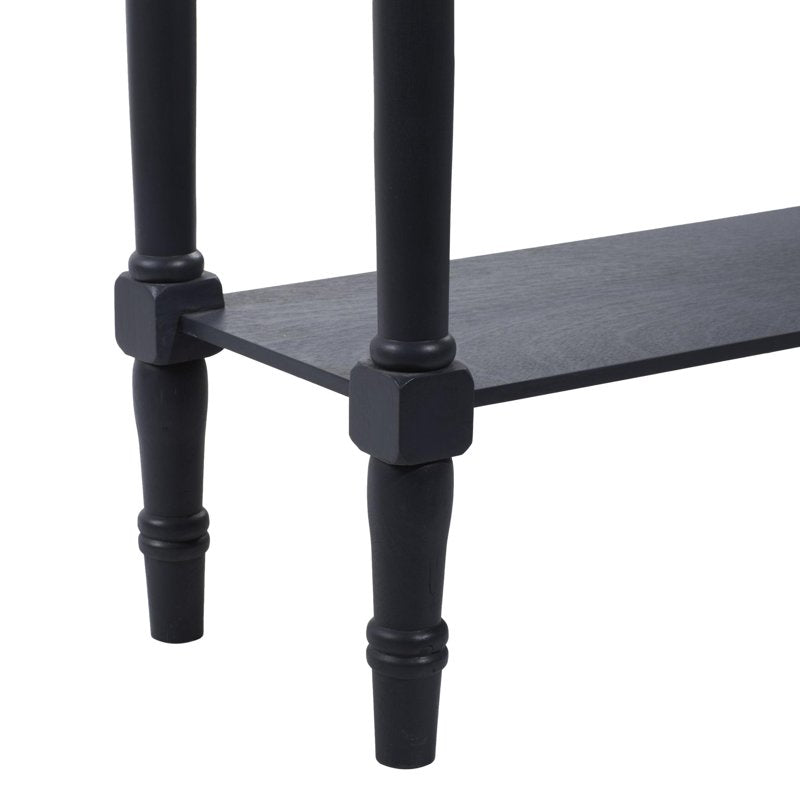 32" Black Wood Slim Console Table with Turned Legs