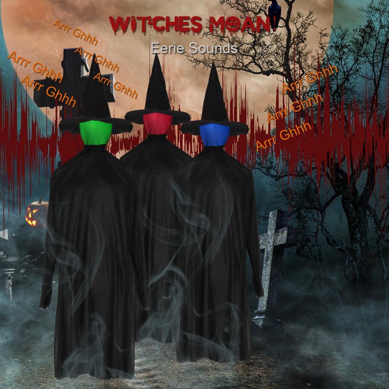 5.2ft Halloween Witches Decoration with Lighted & Sound-Activated Heads - Spooky Outdoor Props