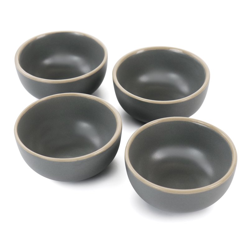 3.5in Mini Fruit Bowl Set - 4 Gray Stoneware Bowls