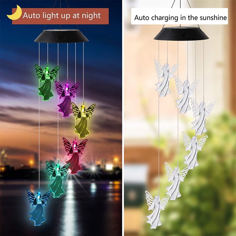 Solar Wind Chime Spinner Outdoor Garden Decor LED Courtyard Ornament - Variation P