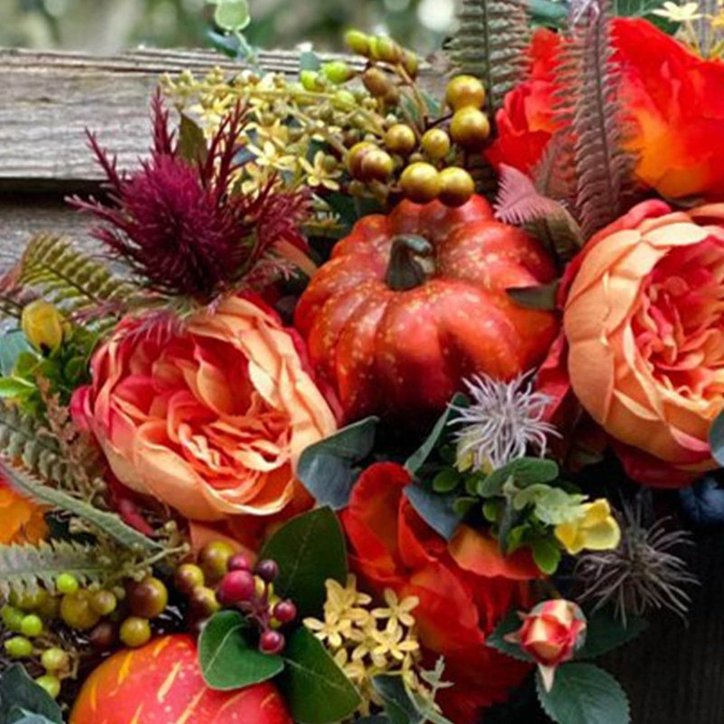 Fall Peony and Pumpkin Wreath for Front Door Farmhouse Decor Seasonal Display