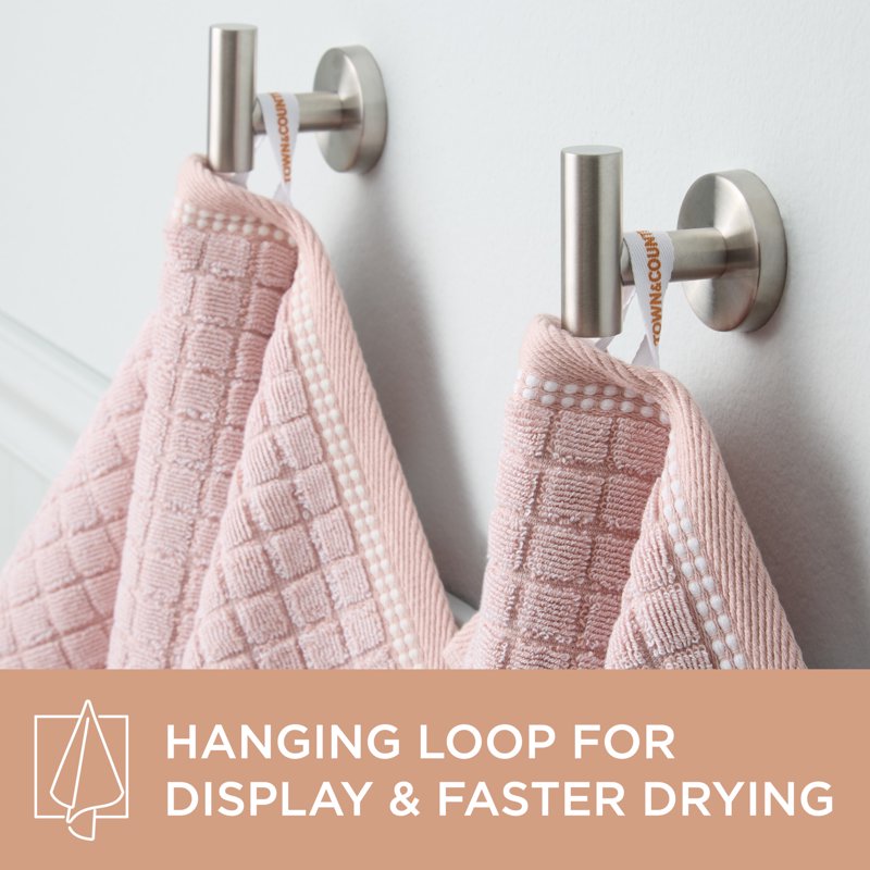 Textured Cotton Bath Towel Set - 4 Pieces, 30x58 Inches, Blush