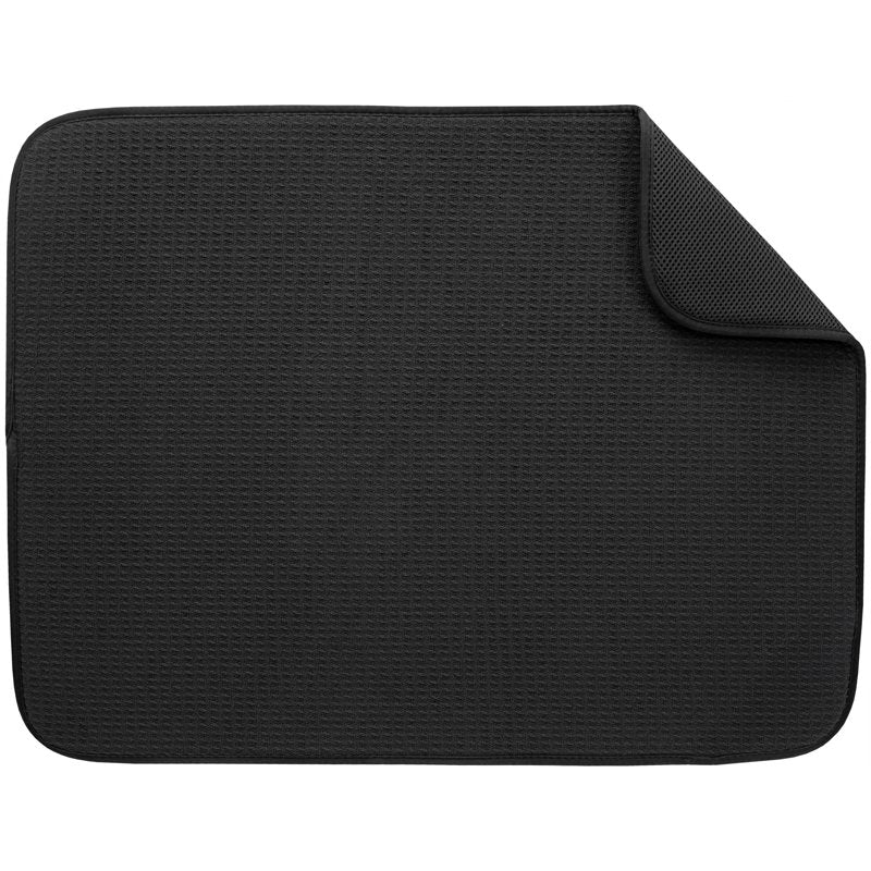 Microfiber Dish Drying Mat - Reversible Quick-Dry, 18x24 in, Black