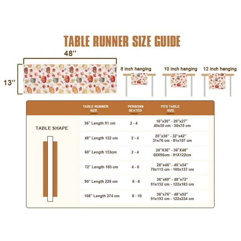 Autumn Leaves Table Runner 13x48 Inches - Fall Harvest Thanksgiving Decor