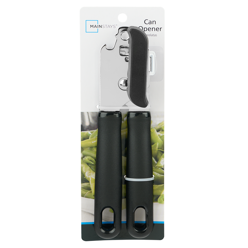 Manual Can Opener with Integrated Bottle Opener - Black