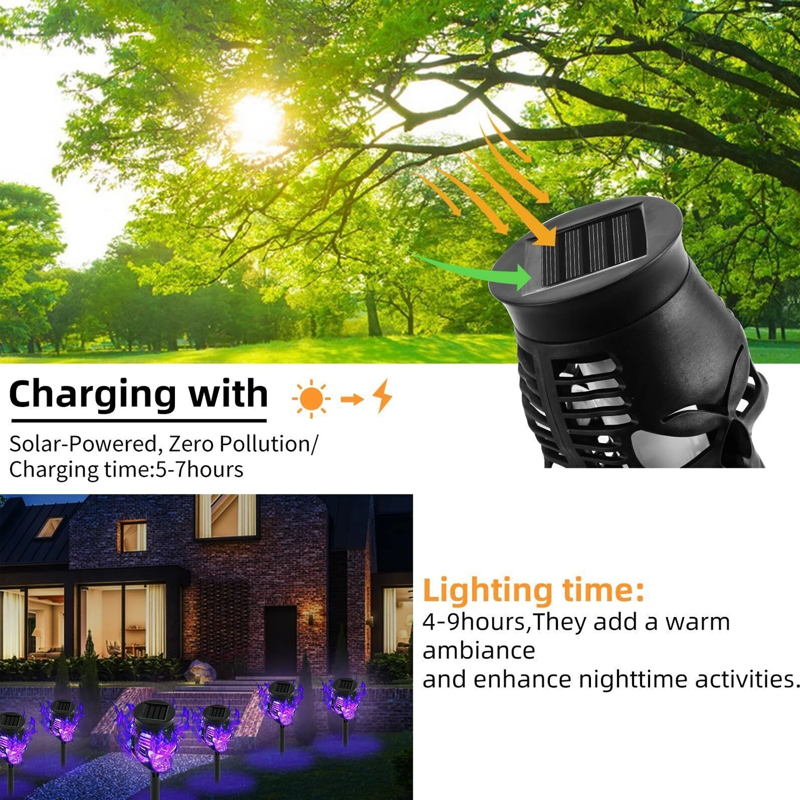Halloween Solar Skull Stake Lights 4-Pack Outdoor Pathway & Garden Decor - Purple