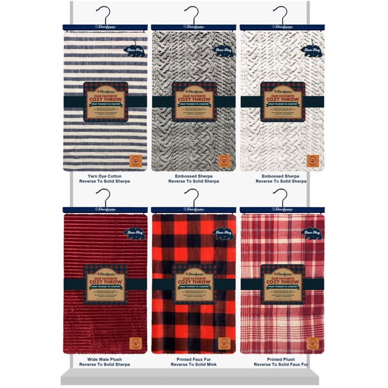 Dearfoams Reversible Throw Blanket - Red Buffalo Check Faux Fur & Micromink, 50x60 in - Variation of THIS listing