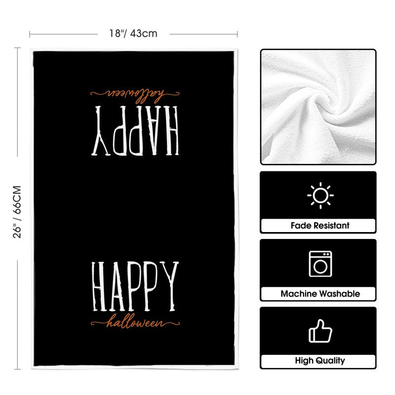 Halloween Dish Towels Set of 4 - 18x26 Inch Pumpkin Ghost Bat Seasonal Kitchen Decor - Variation B