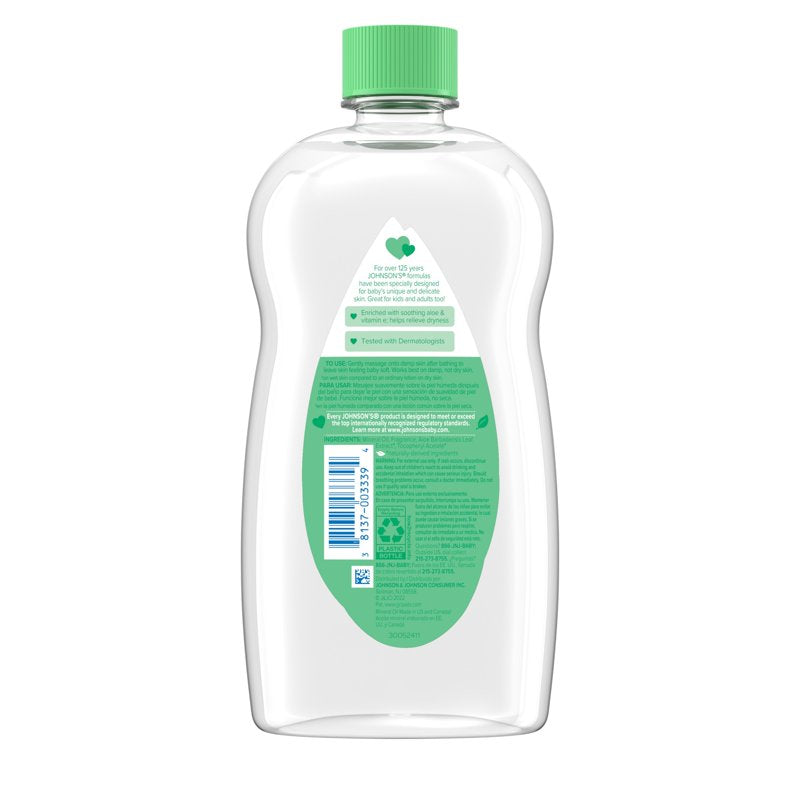 Baby Oil with Aloe Vera & Vitamin E - Gentle Moisturizing Skin Care, 20 fl. oz