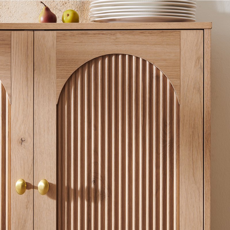 Wooden Buffet Cabinet with Adjustable Shelf - Natural, 2 Pack