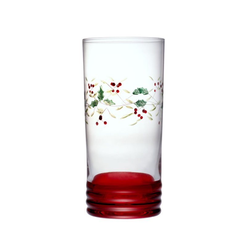 Winterberry Handpainted Cooler Glass Set - 20 oz, Set of 4
