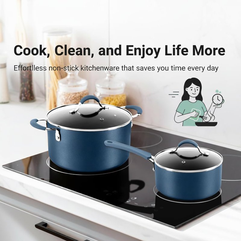 20-Piece Non-Stick Cookware Set - Multi-Sized Pots & Pans