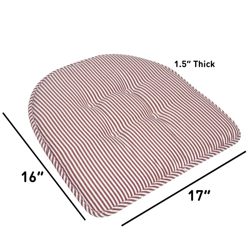 U-Shaped Memory Foam Chair Pad 6-Pack - Burgundy Pinstripe