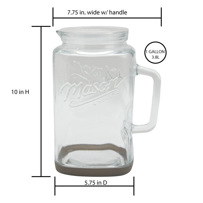 1 Gallon Glass Pitcher with Lid & Silicone Base - Gray