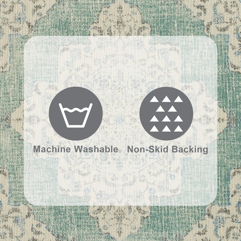 Bath Rug Set with Medallion Pattern - Green, 2-Piece, Cool Green River Variation