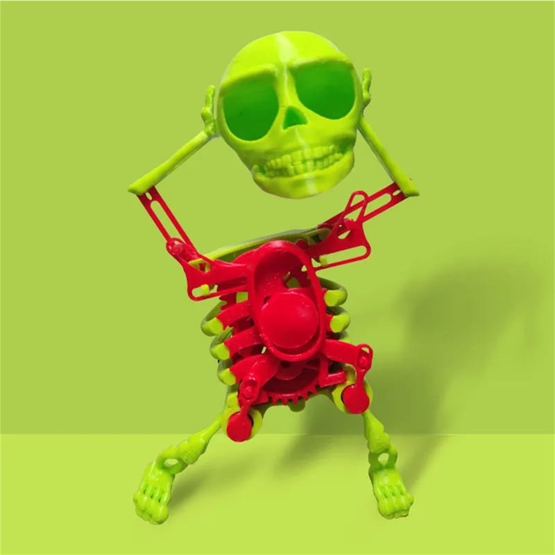 Wind-Up Skeleton Toy - Mechanical Dancing Halloween Decoration for Kids & Desk