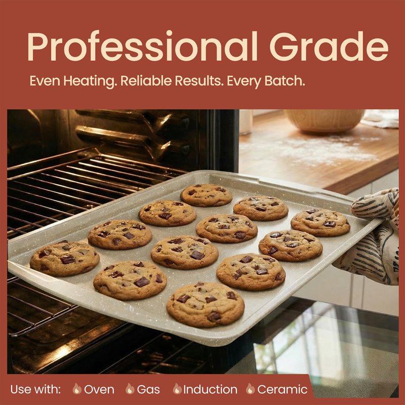 Nonstick Baking Pan Set - 6-Piece White Marble Bakeware