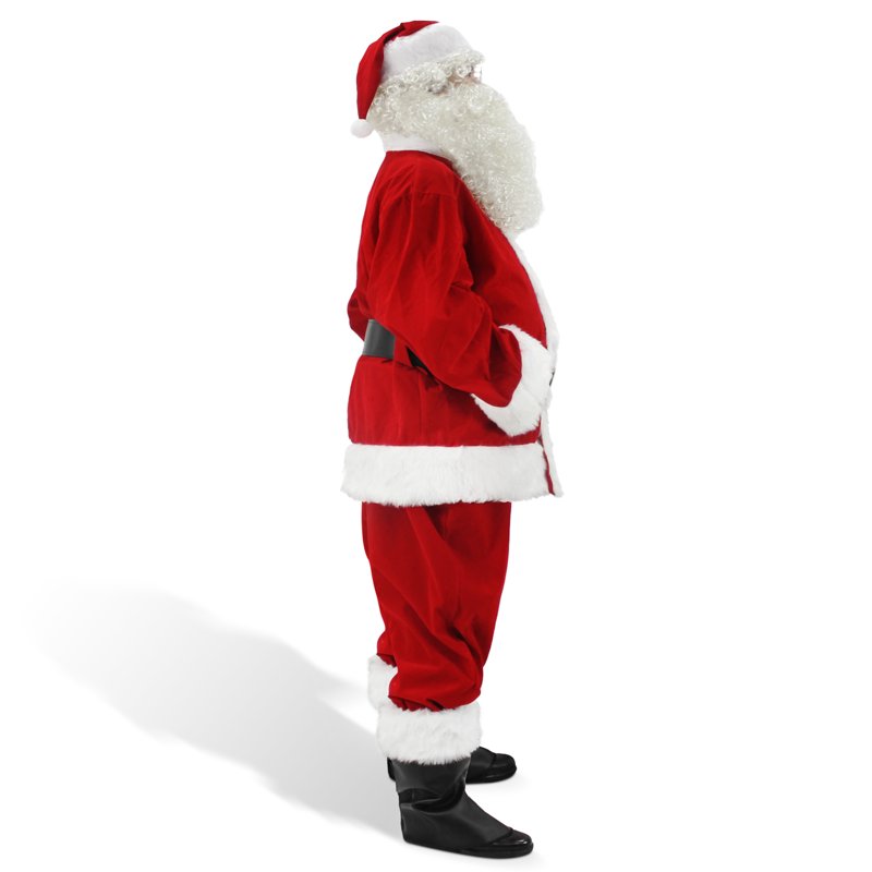 Men's Santa Costume Set 11pcs Deluxe Velvet Christmas Suit 3XL - Holiday Dress Up