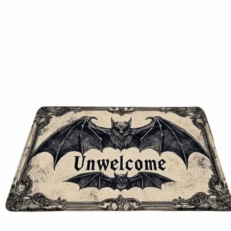 Gothic Halloween Doormat - Scraper Style Entry Door Mat for Porch & Kitchen