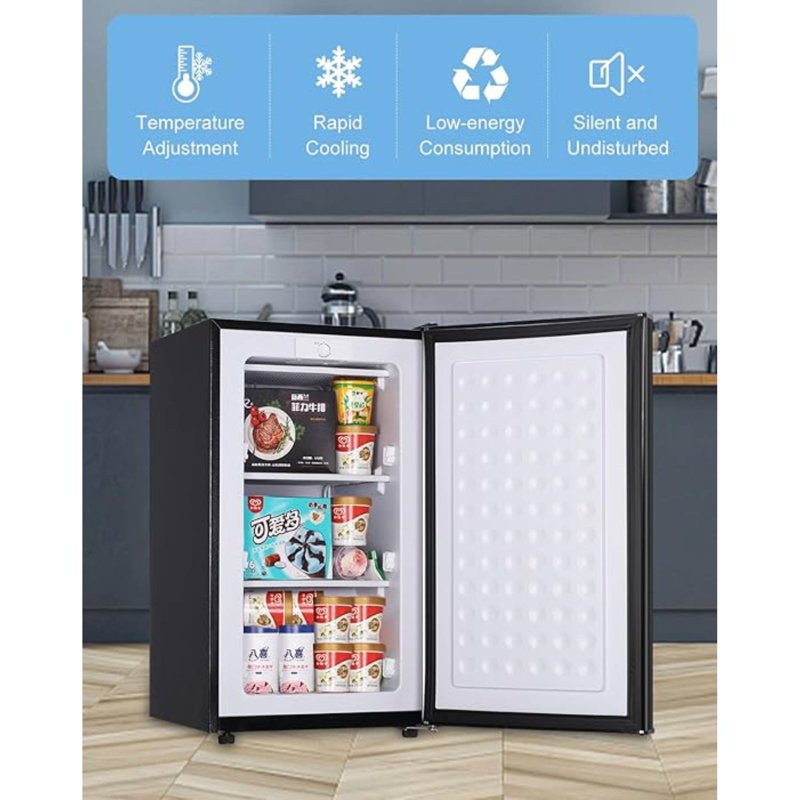 3.2 Cu. Ft. Silver Mini Upright Freezer with Adjustable Thermostat