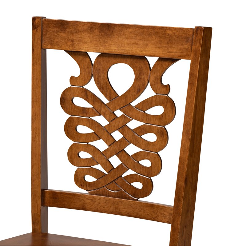 Modern Walnut Brown 7-Piece Dining Set with Geometric Chairs