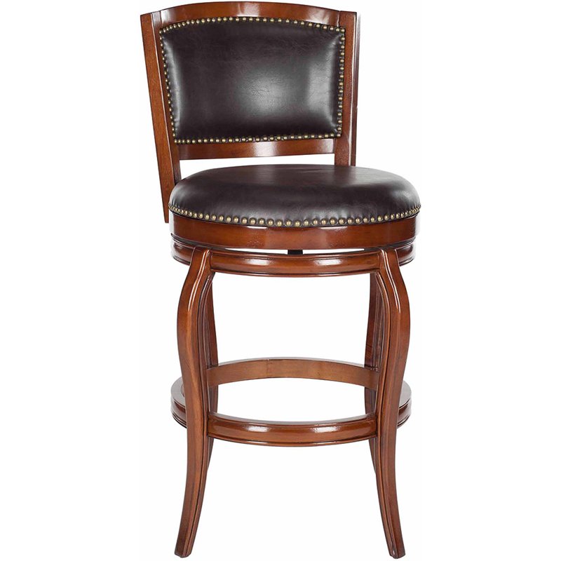 Industrial Swivel Bar Stool with Footrest - Brown