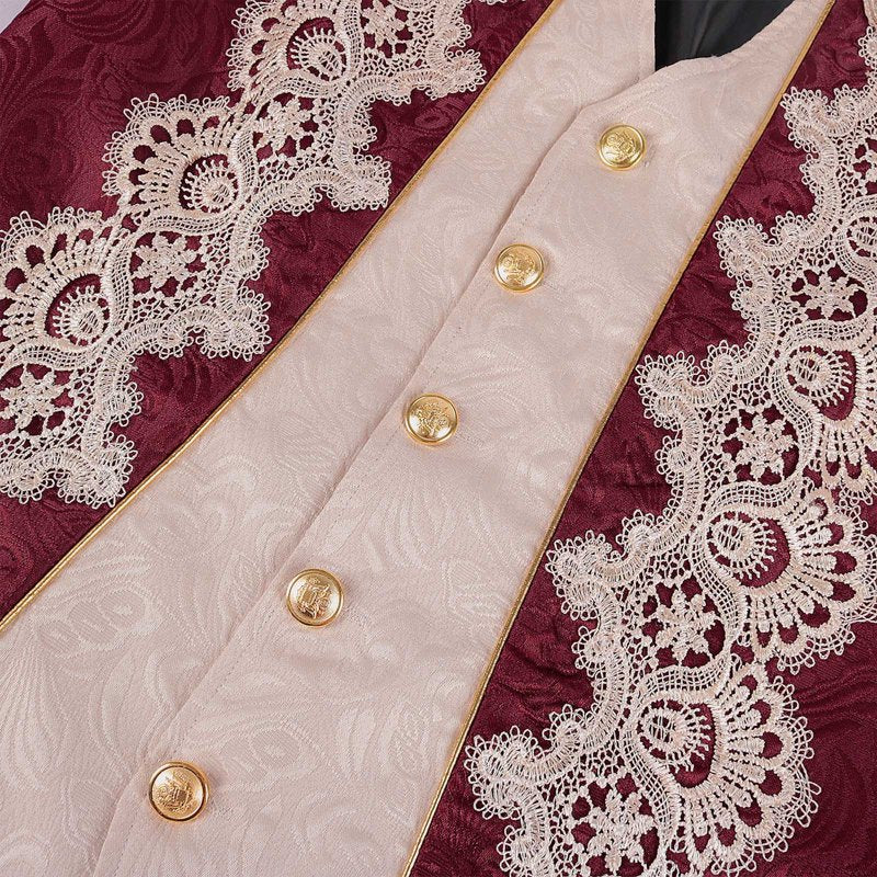 Men's Steampunk Swallow-Tailed Coat - Red, Size S, Gothic Victorian Costume
