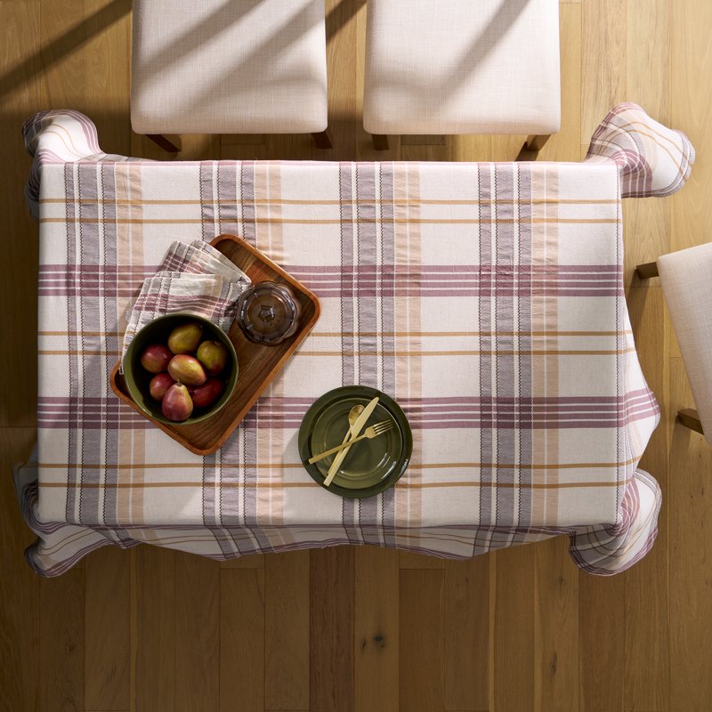 Plaid Cotton Linen Tablecloth - 60" x 102"