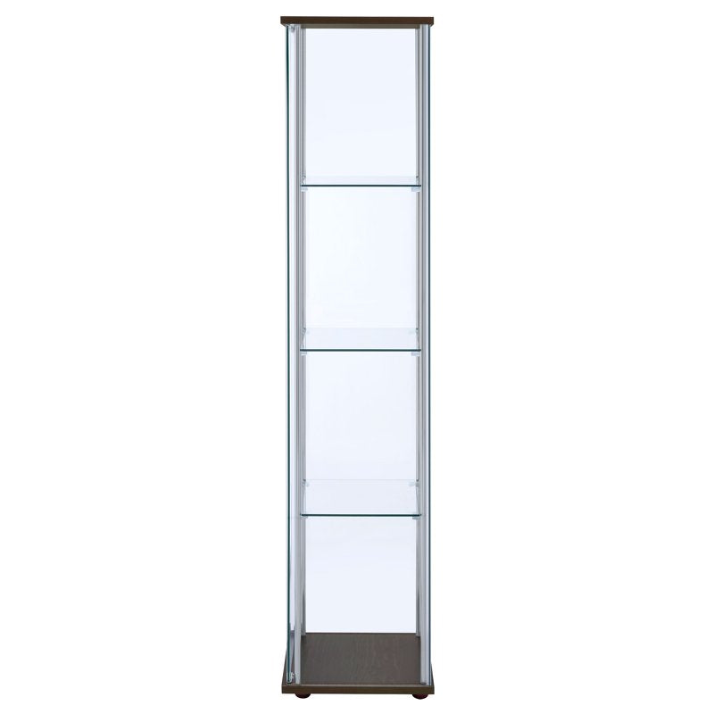 3-Shelf Clear Glass Curio Cabinet in Cappuccino