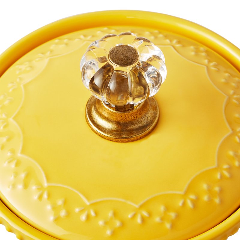 Ceramic Garlic Keeper with Lid - Sweet Romance Design