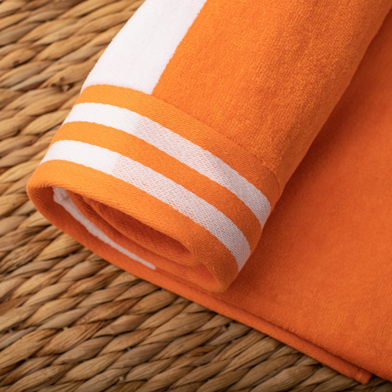 Oversized Cotton Beach Towel Set - 6-Pack, Orange - Cabana Striped Design