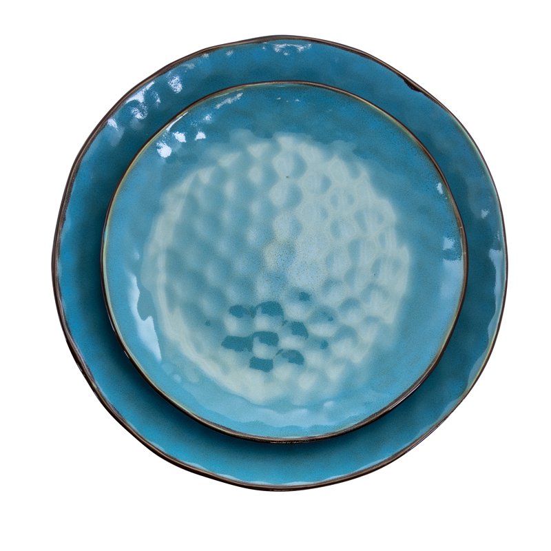 Sea Glass 16-Piece Turquoise Stoneware Dinnerware Set