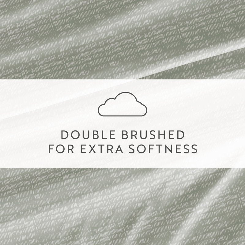 Full Pattern Microfiber Bed Sheet Set with Dashed Lines - Green Mist