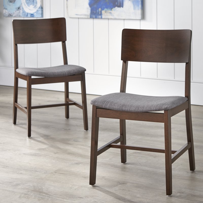 Mid Century 4-Piece Dining Set with Bench - Gray Upholstery
