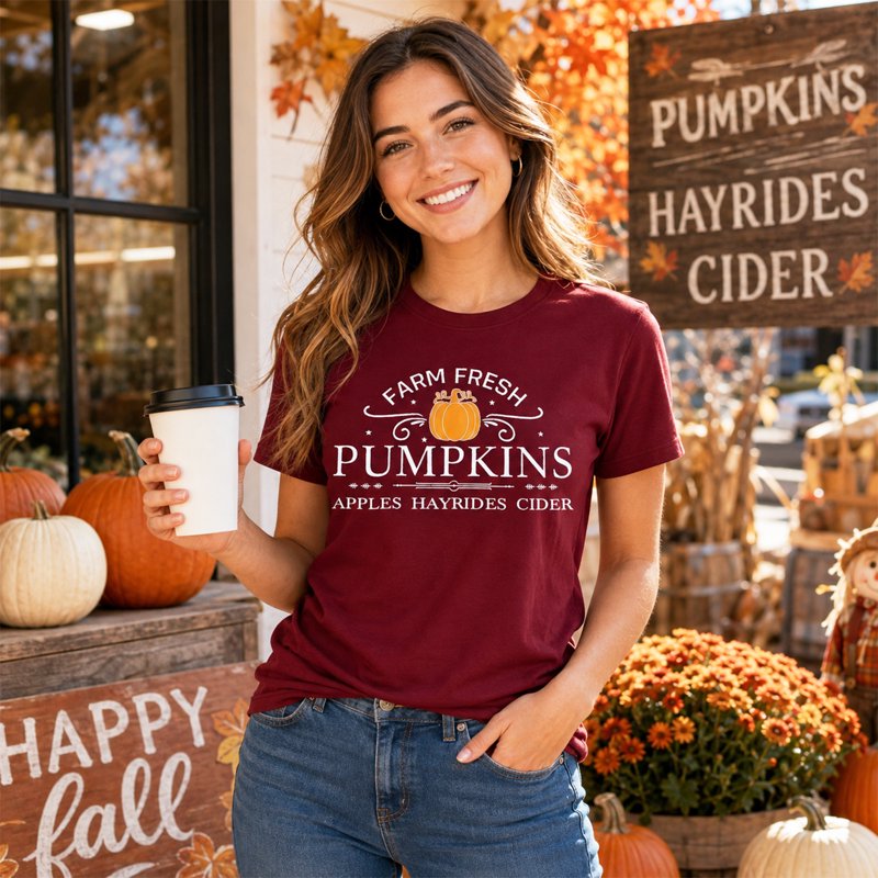 Halloween Pumpkin Graphic T-Shirt Women D-Wine Red XL Crew Neck Casual Top