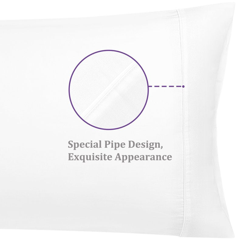 White Cotton Body Pillow Cover 20x55 Zipper Closure - Soft & Breathable