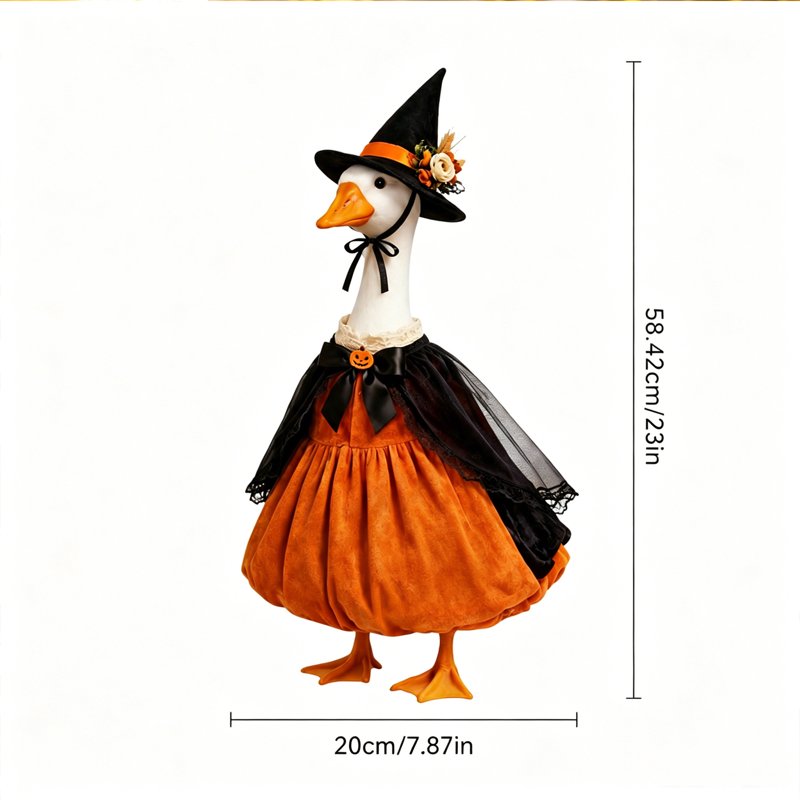 Halloween Pumpkin Dress Ghost Cape Witch Hat Yard Decor Set - Variation D