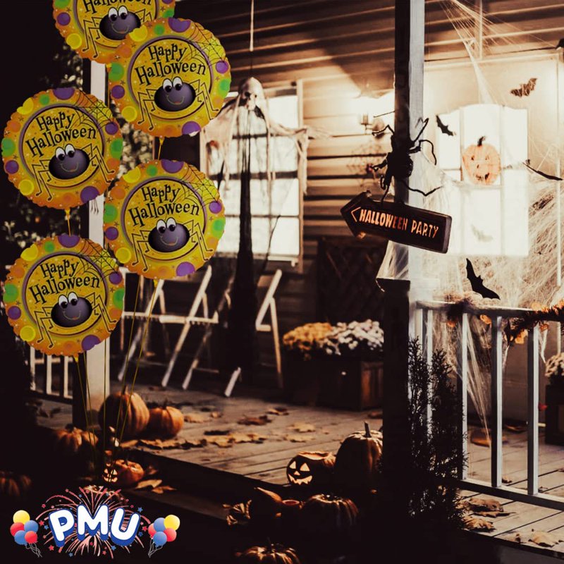 Halloween Spider Mylar Foil Balloon Pack of 5 - 18 Inch Party Decor