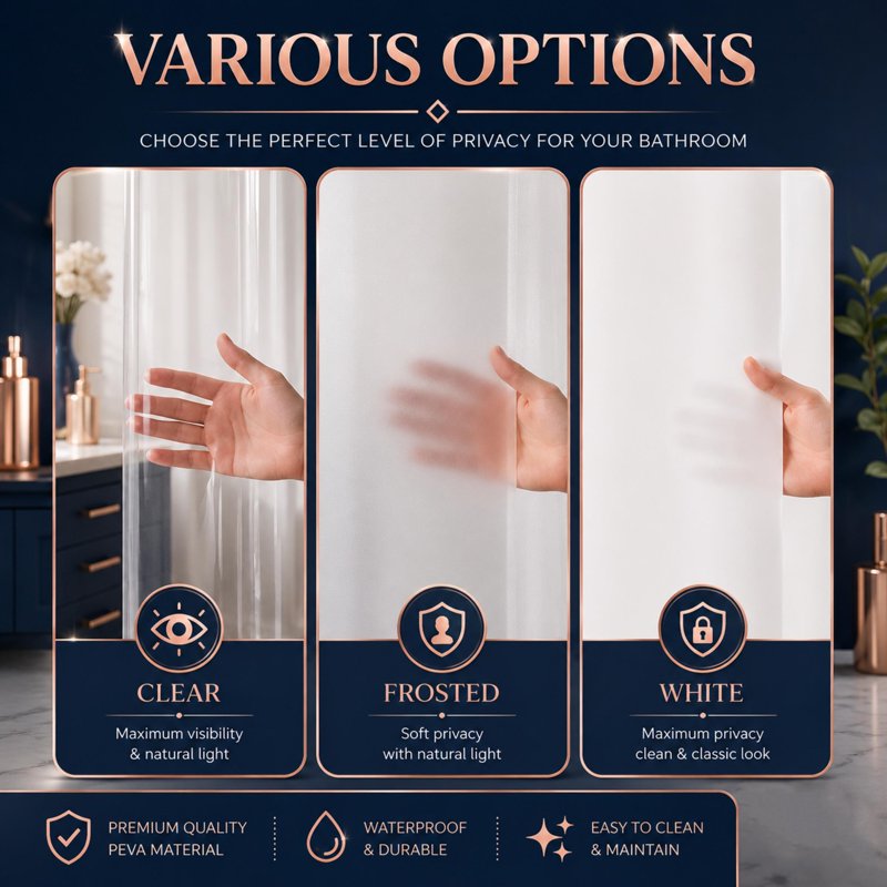 White Heavyweight PEVA Shower Curtain Liner with Magnets - 70x72 Inches