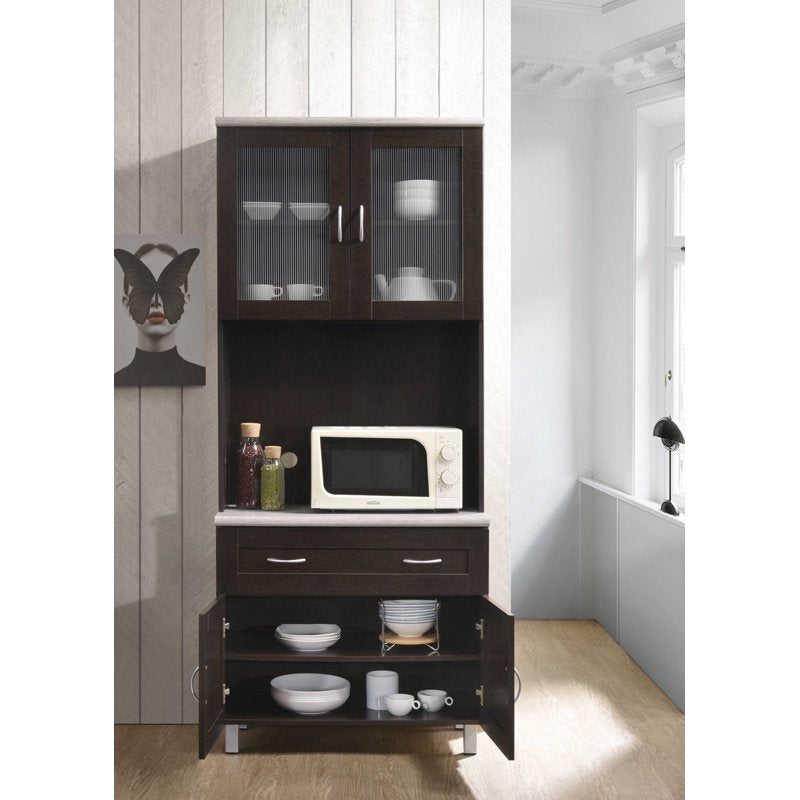 Tall Kitchen Cabinet - Chocolate-Grey Storage Solution