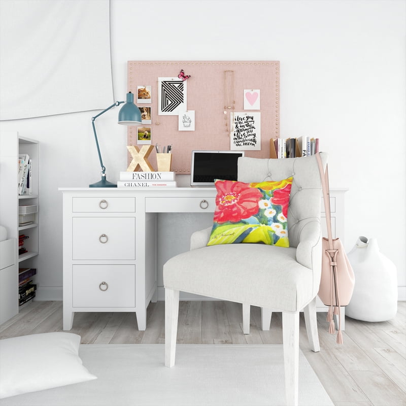 Flower Sunflower Decorative Fabric Pillow 14x14 Inches - Variation: Flower 6135, 14