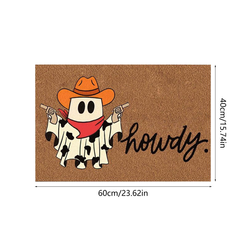 Halloween Door Mat Cow Ghost Welcome Indoor Floor Mat - 23.6x15.7in, Variation 49_Ghost Floor Mat_AW