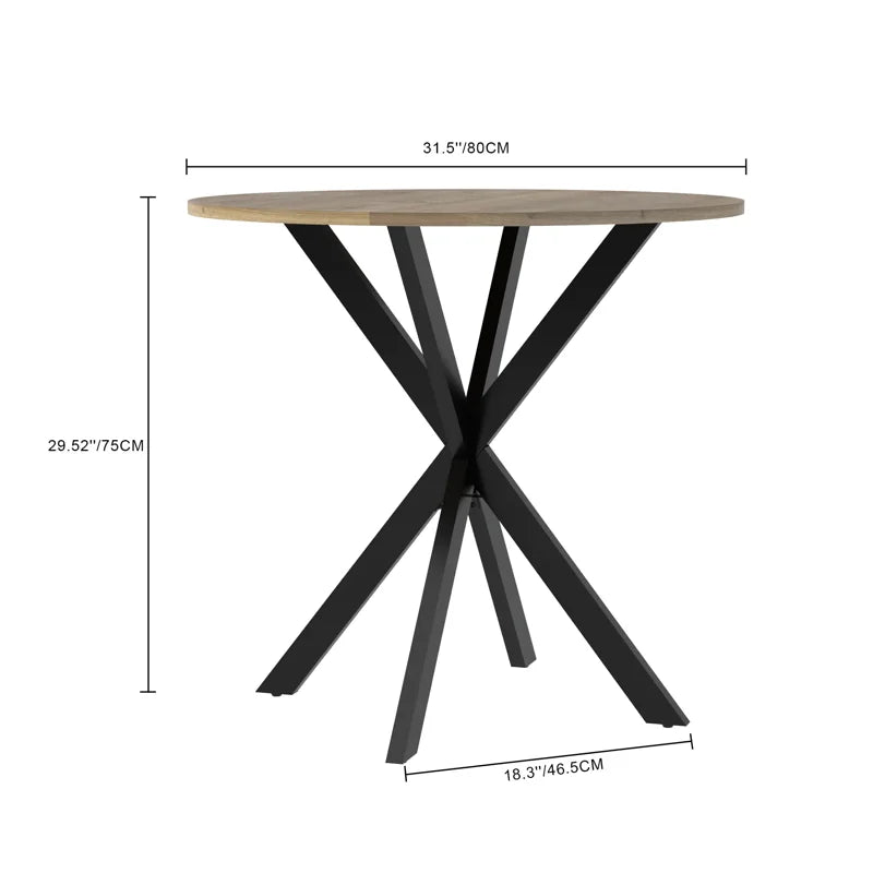 Round Dining Table for 4 - 31.5" Small Kitchen Table with MDF Top & Metal Legs