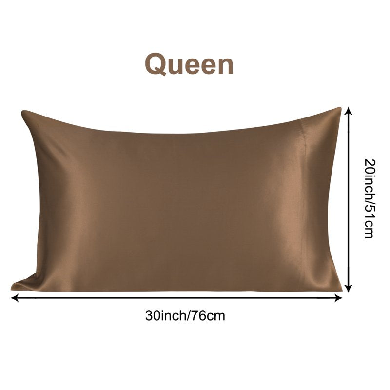 Silk Pillowcase for Hair and Skin - Queen, Coffee Color, 19 Momme